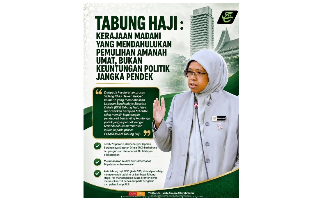 Government Puts Depositors First Over Politics in Tabung Haji Disclosure, Says Aiman Athirah