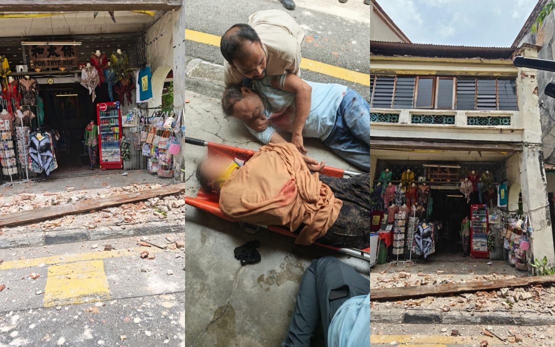 Crumbling Heritage: Two Sri Lankan Tourists Hurt as George Town Building Sheds Debris