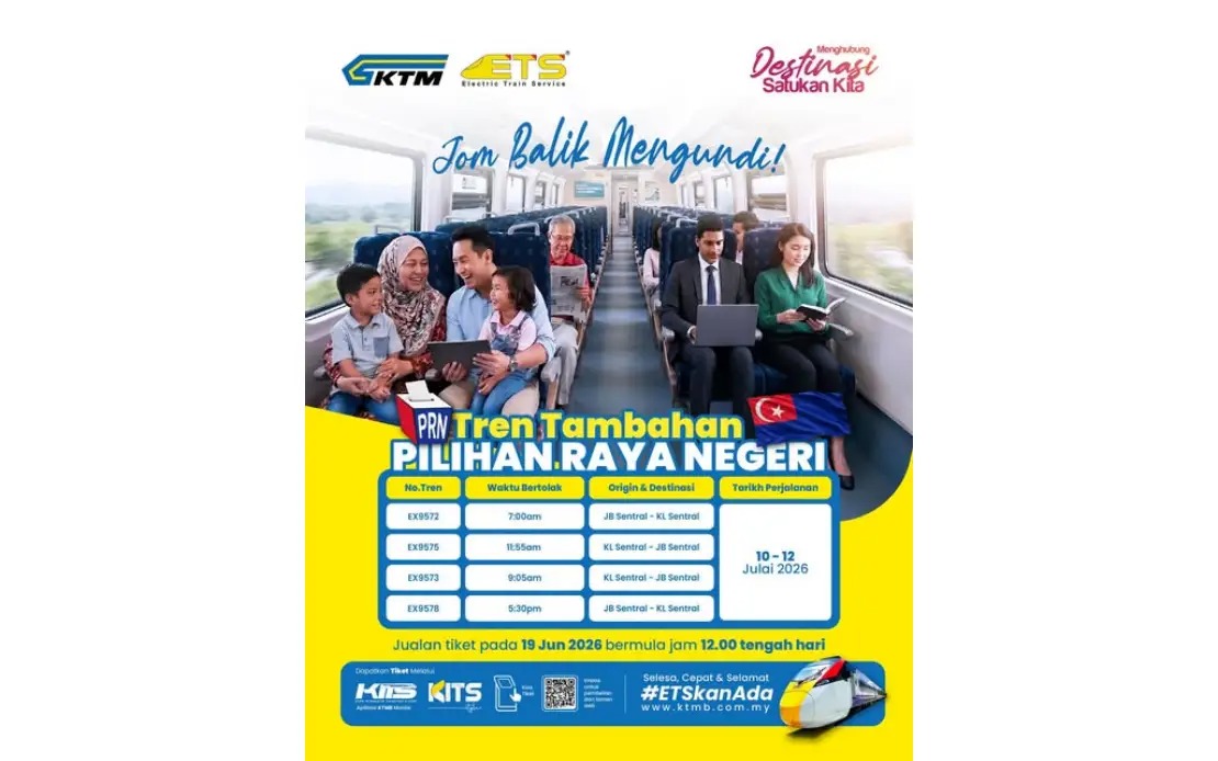 KTMB Bolsters ETS Services as Johor Voters Head Home for Election