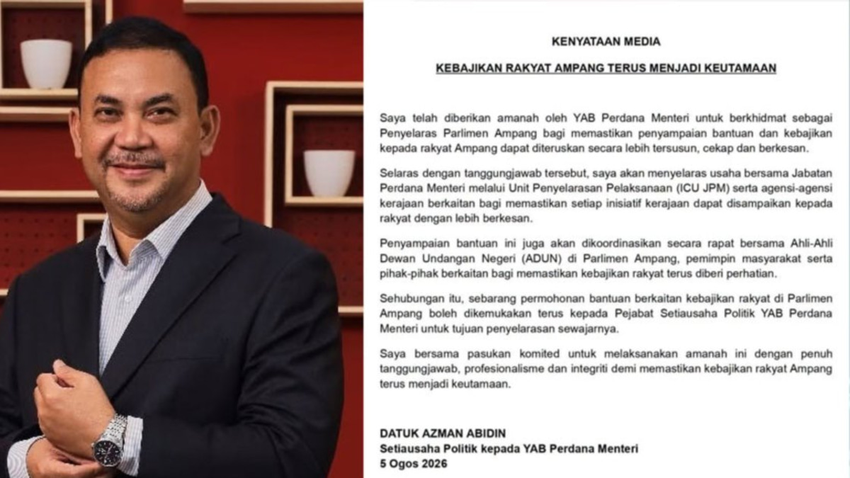 PM's Political Secretary Takes Over Ampang Coordination After PKR MP Loses Funding Access
