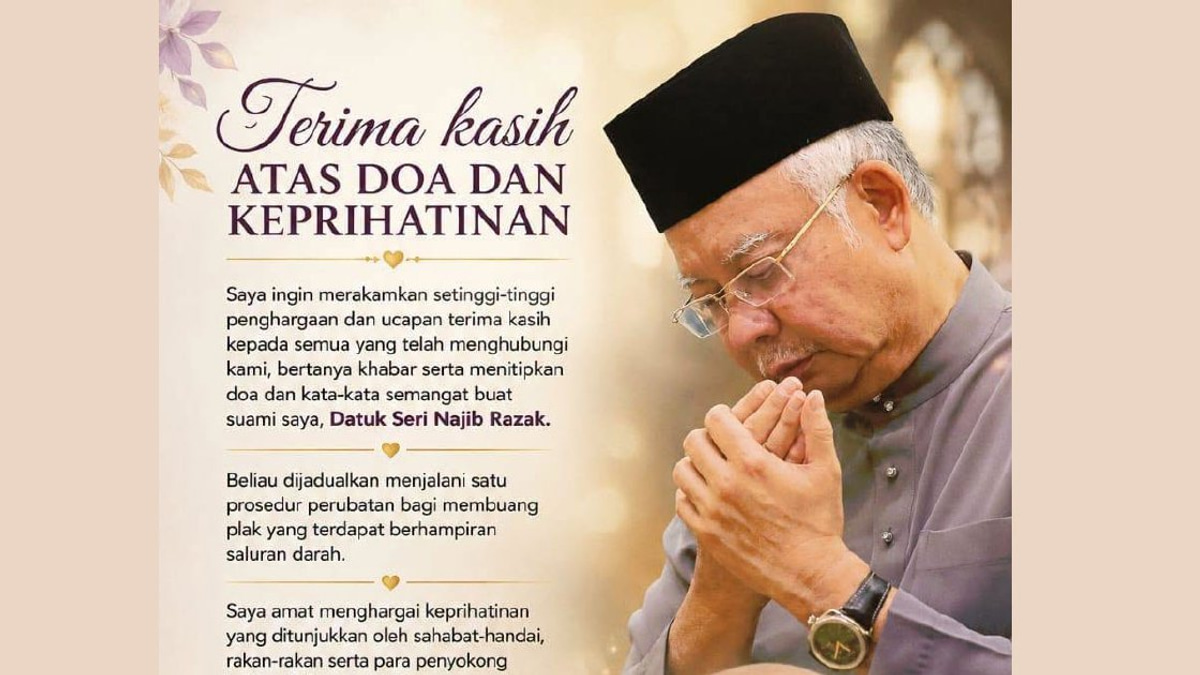 Rosmah calls for public prayers as Najib prepares for cardiovascular procedure