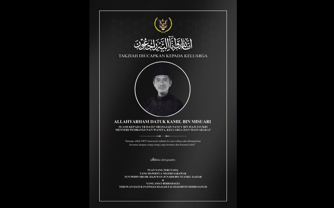 Sarawak Governor Extends Condolences to Nancy Shukri Over Husband's Death