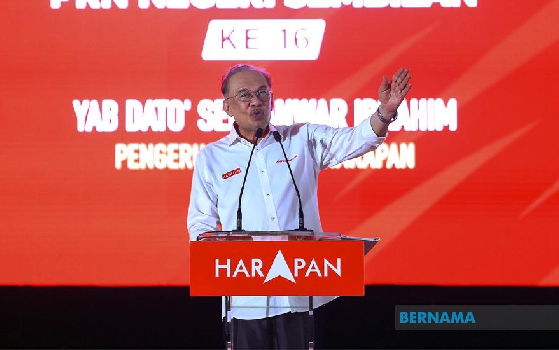 Anwar Urges Negeri Sembilan Voters to Maintain PH Support for Sustained Progress