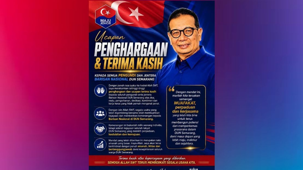 Samsolbari Jamali Secures Historic Sixth Term In Semarang As Barisan Nasional Dominates Johor Election