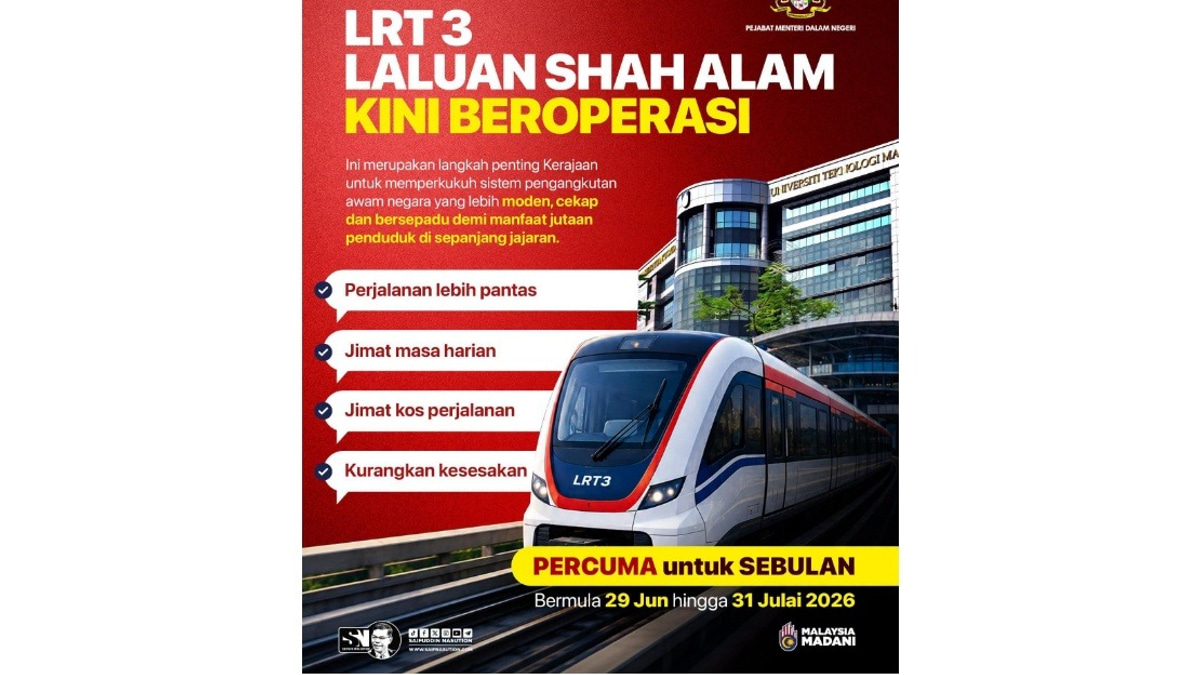 LRT3 Shah Alam Line Embodies MADANI Government's Public Transport Vision, Says Saifuddin