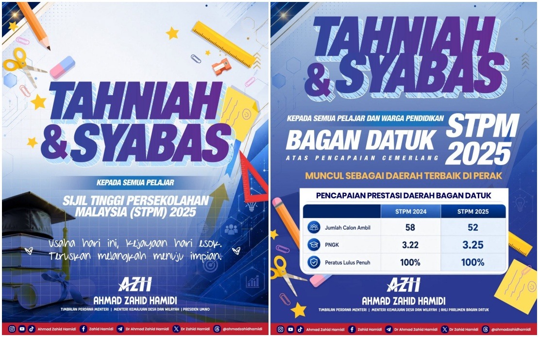 Bagan Datuk Achieves Top STPM Marks in Perak, DPM Ahmad Zahid Lauds Students